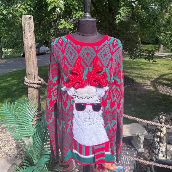 Holiday Time Red and Green Sweater - Picture 1 of 3
